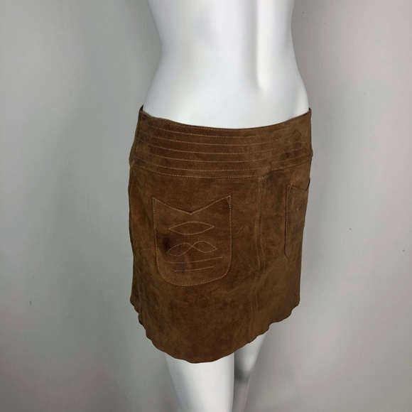 Free People Modern Love Cow Suede Mini Skirt Brown - Picture 7 of 8